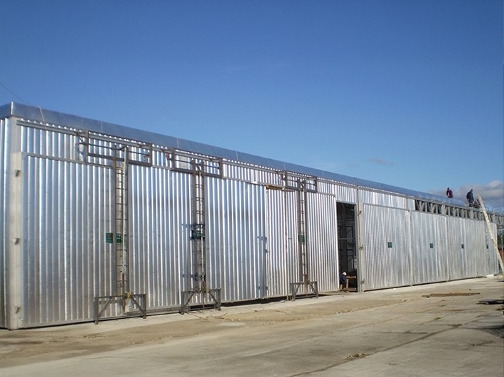 conventional wood drying kiln construction in process